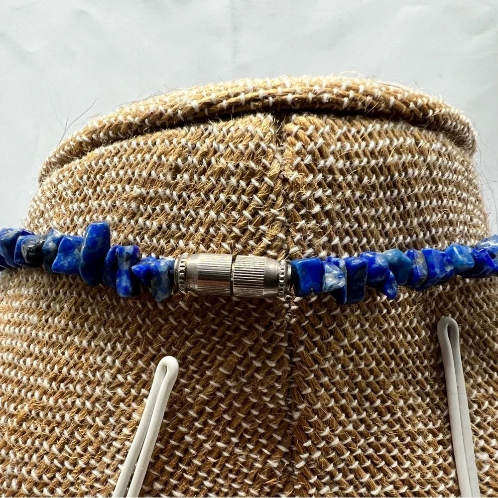 Vintage Necklace, Uncut Lapis Lazuli Necklace